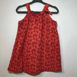 Gymboree Orange Red Floral Embroidered Dress 18-24M